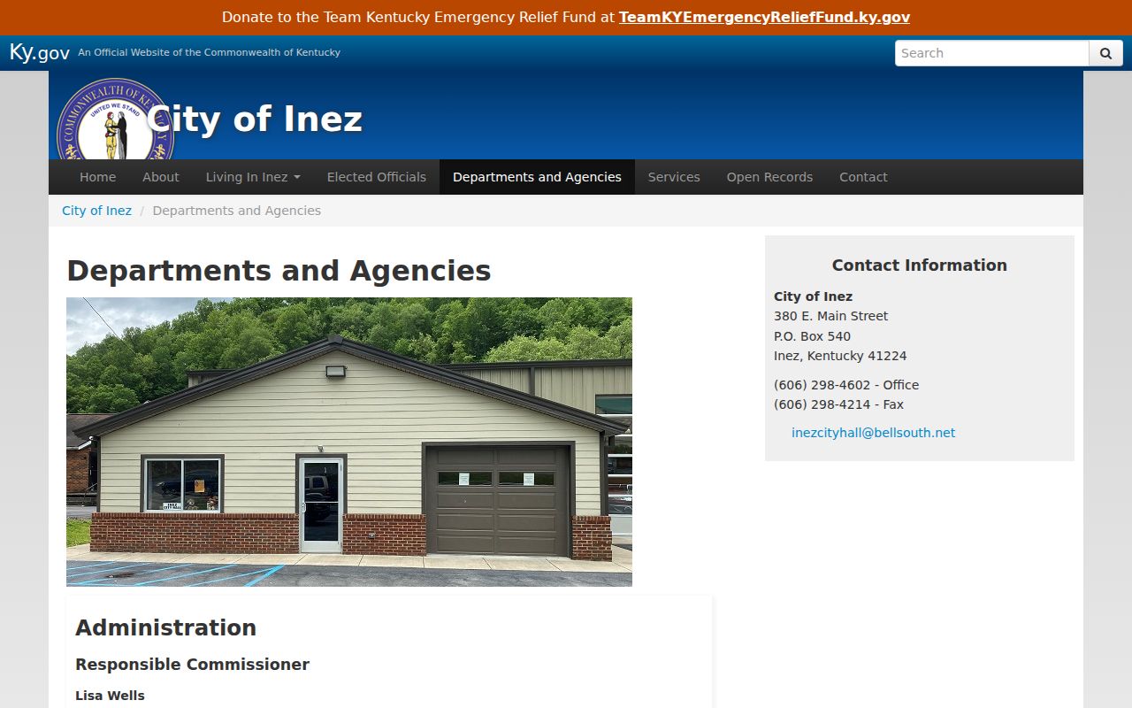 Inez criminal records departments and agencies page