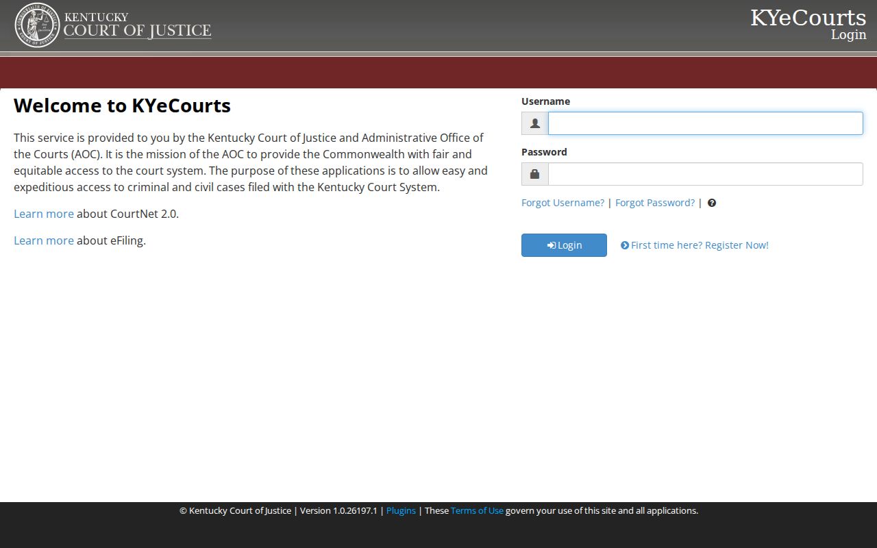 CourtNet access screen for Martin County criminal court cases